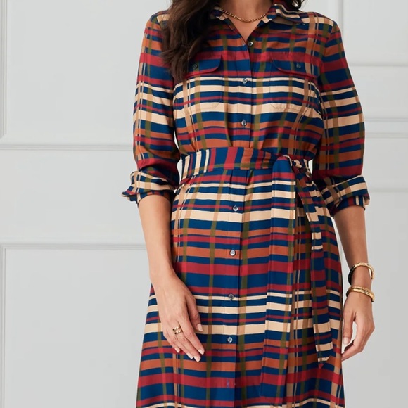 J. McLaughlin Dresses & Skirts - J. McLaughlin Freda plaid flourish dress Multicolor Plaid Long Sleeve Dress